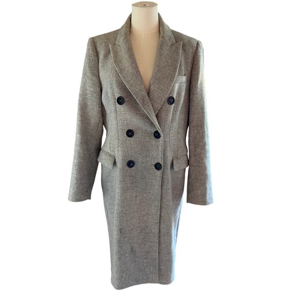 ZARA Manteco Limited Edition Double Breasted Wool Blend Coat Gray Size Large - Picture 1 of 9